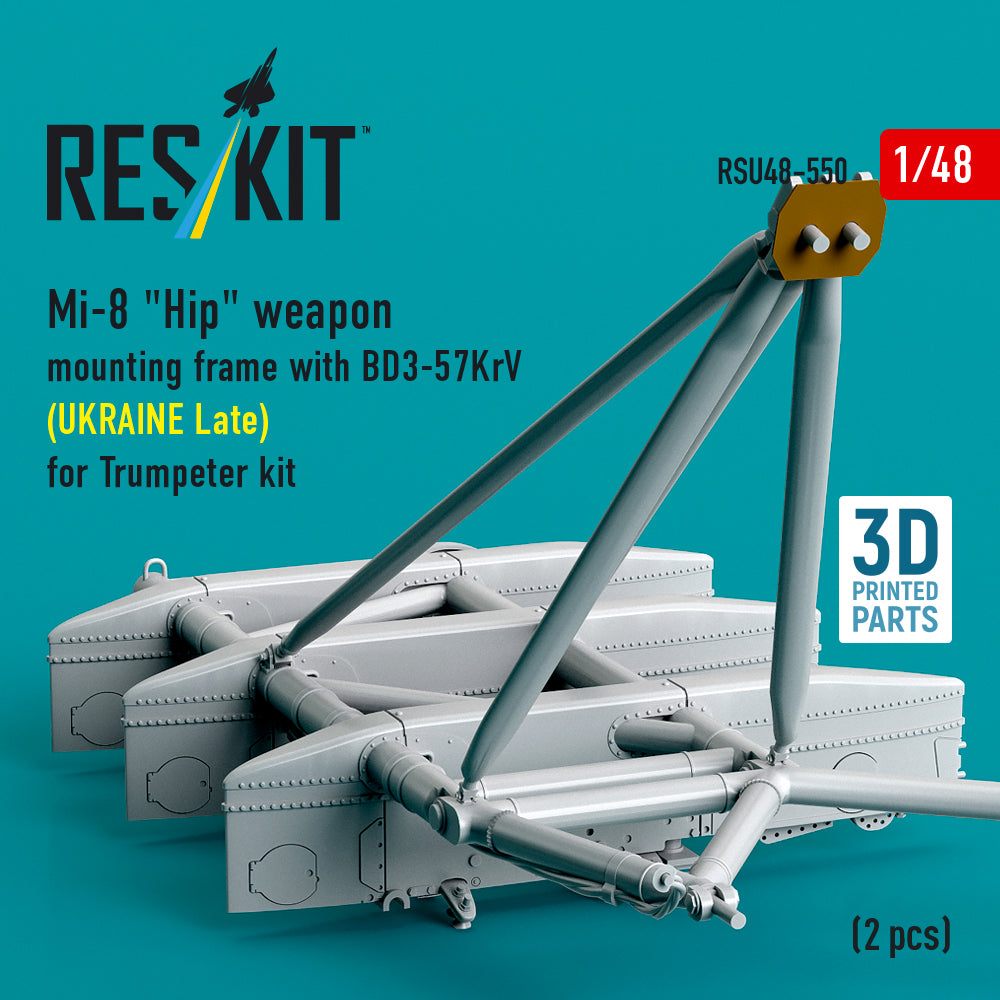 ResKit RSU48-0550 1:48 Mil Mi-8 Hip weapon mounting frame with BD3-57KrV