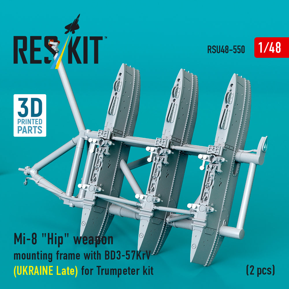 ResKit RSU48-0550 1:48 Mil Mi-8 Hip weapon mounting frame with BD3-57KrV