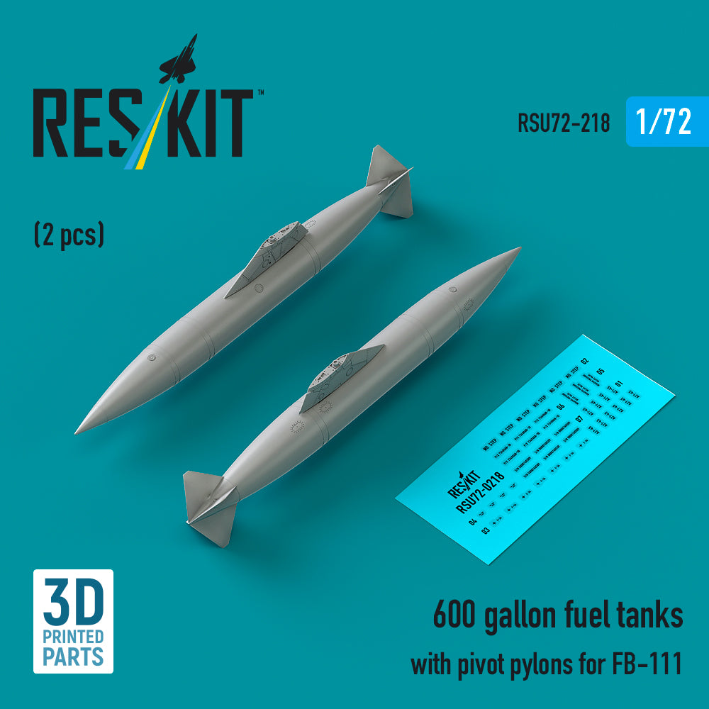 ResKit RSU72-0218 1:72 FB-111 600gal Fuel Tanks & Pivot Pylons