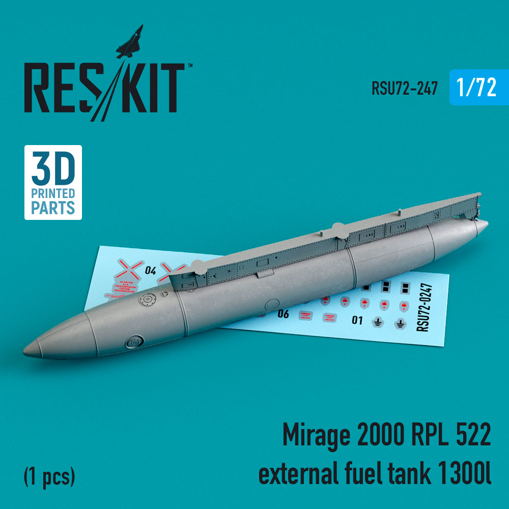 ResKit RSU72-0247 1:72 Mirage 2000 RPL 522 1300lt Fuel Tank