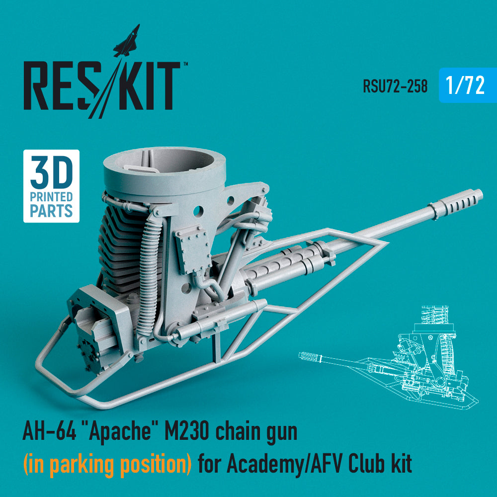 ResKit RSU72-0258 1:72 Bell/Boeing AH-64 Apache M230 chain gun