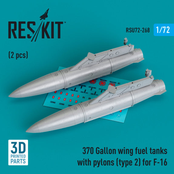 ResKit RSU72-0268 1:72 370 Gallon wing fuel tanks with pylons