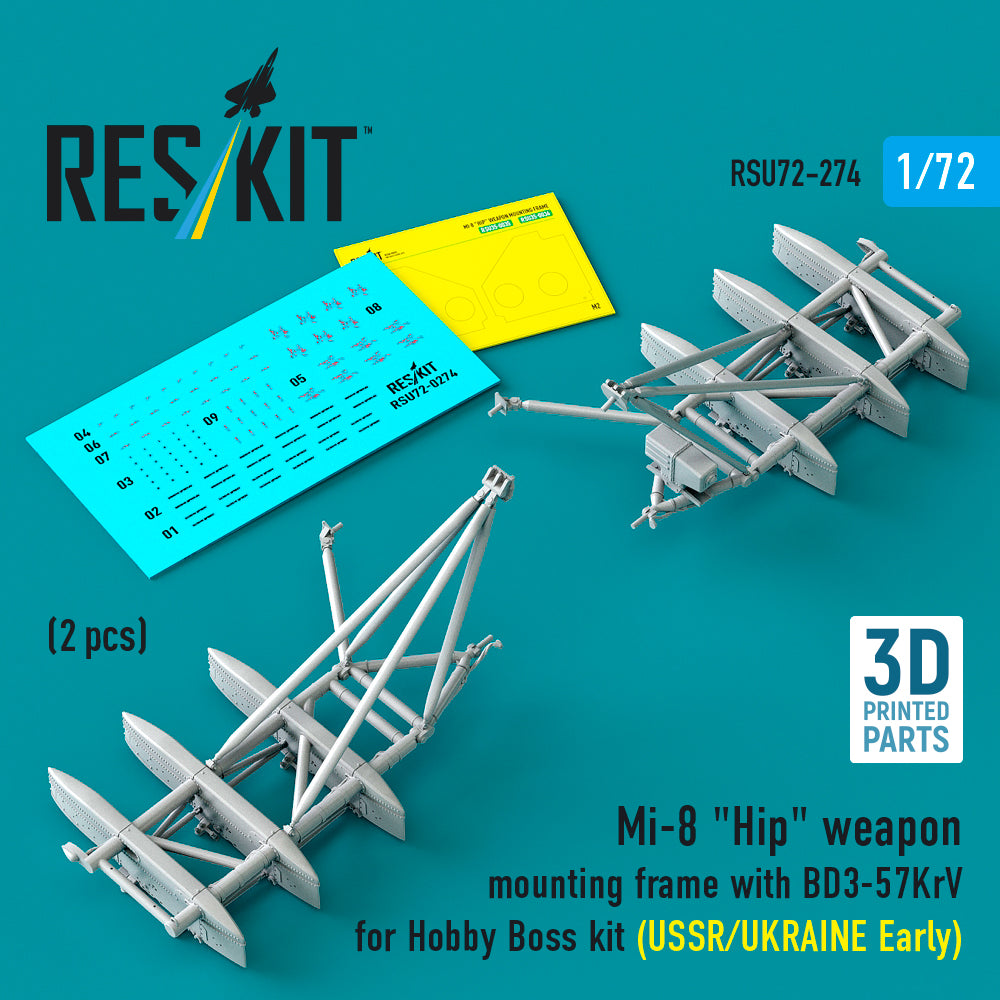 ResKit RSU72-0274 1:72 Mil Mi-8 Hip weapon mounting frame with BD3-57KrV