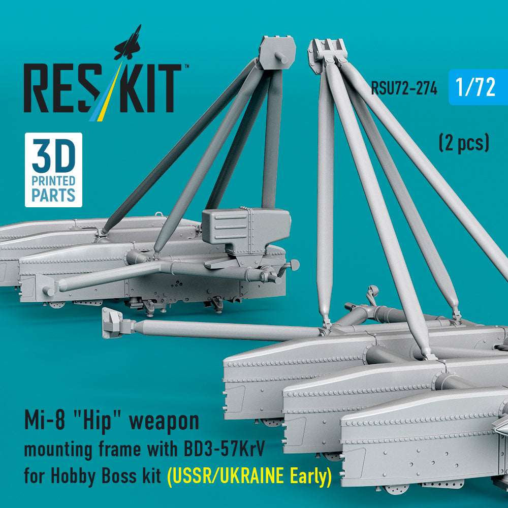 ResKit RSU72-0274 1:72 Mil Mi-8 Hip weapon mounting frame with BD3-57KrV