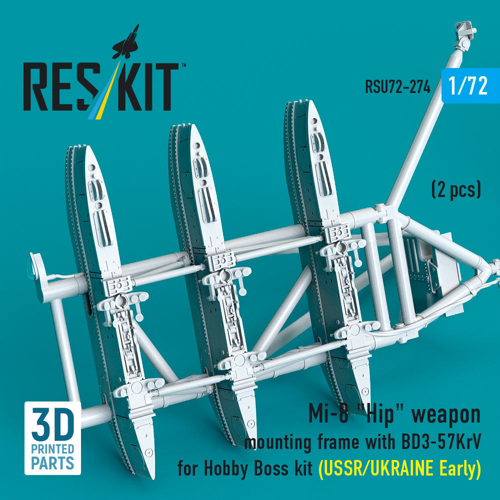 ResKit RSU72-0274 1:72 Mil Mi-8 Hip weapon mounting frame with BD3-57KrV