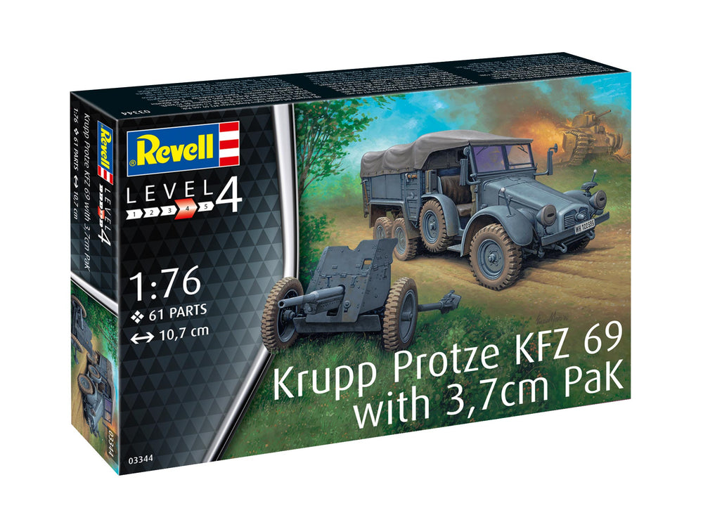 Revell 3344 Krupp-Protze KFZ.69 with 3.7cm Pak 1:76 Model Kit