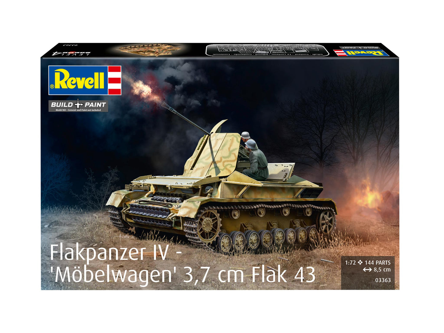 Revell 3363 Flakpanzer IV Mobelwagen 3.7cm Flak 43 1:72 Model Kit