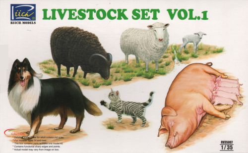 Riich Models RV35007 1:35 Livestock Set Vol.1 Pig/Sheep/Goat