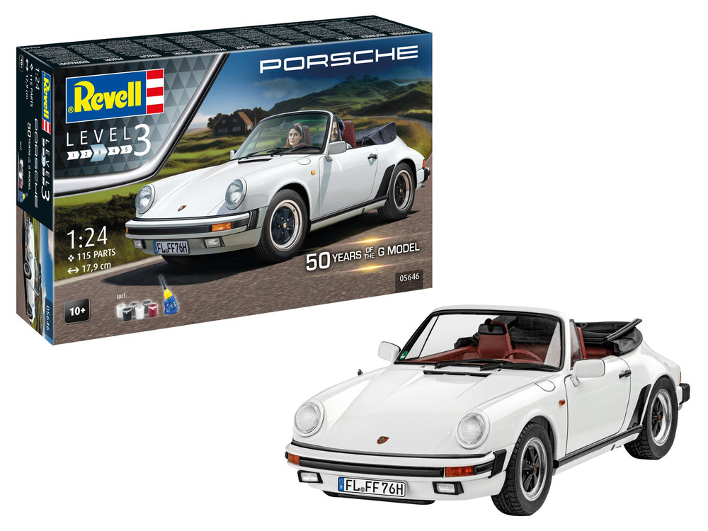 Revell 5646 Gift Set Porsche 911 G-Model Cabrio 50th Anniversary 1:24 Model Kit