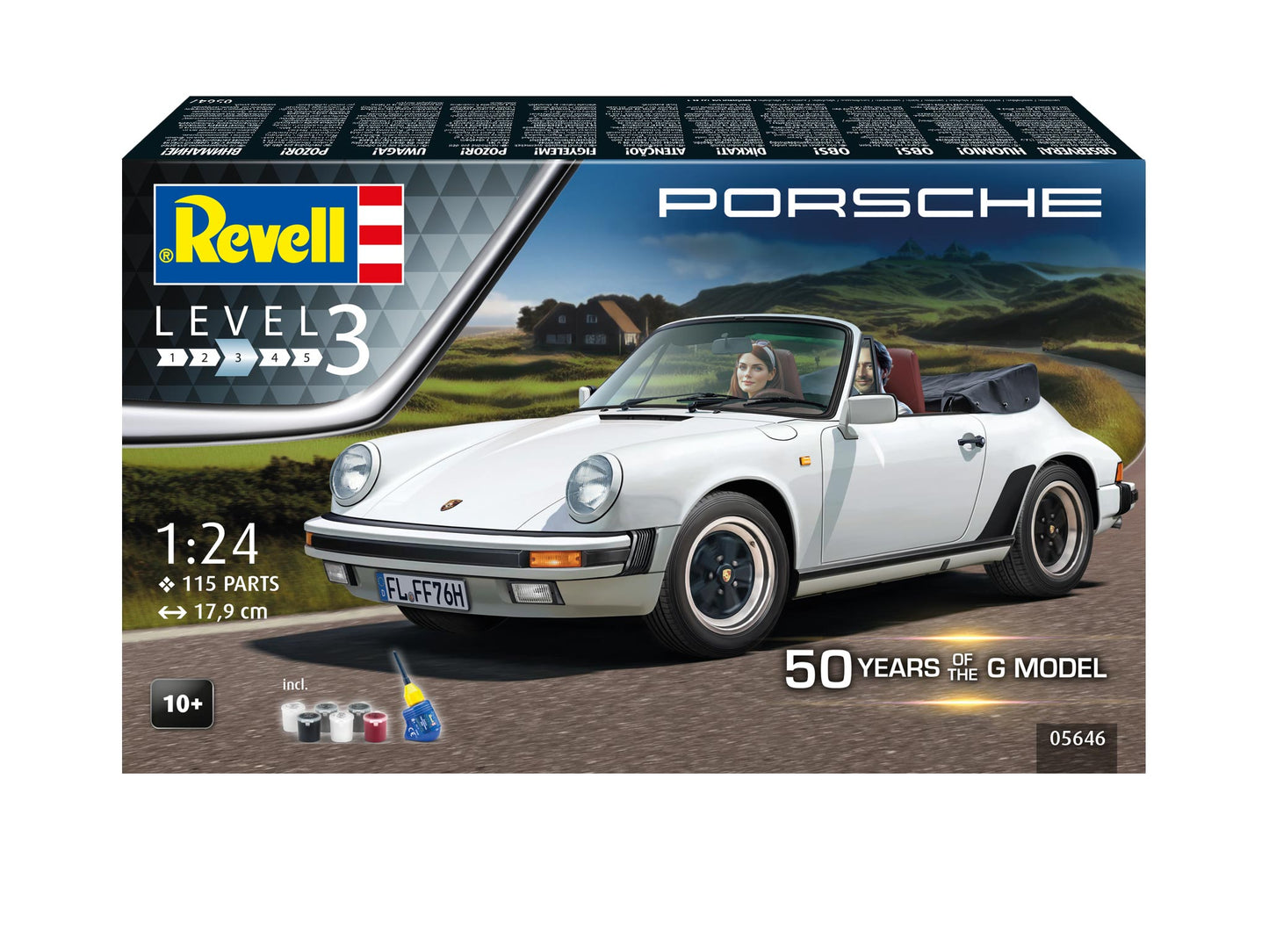 Revell 5646 Gift Set Porsche 911 G-Model Cabrio 50th Anniversary 1:24 Model Kit