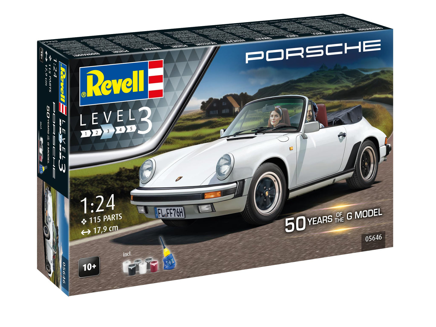 Revell 5646 Gift Set Porsche 911 G-Model Cabrio 50th Anniversary 1:24 Model Kit