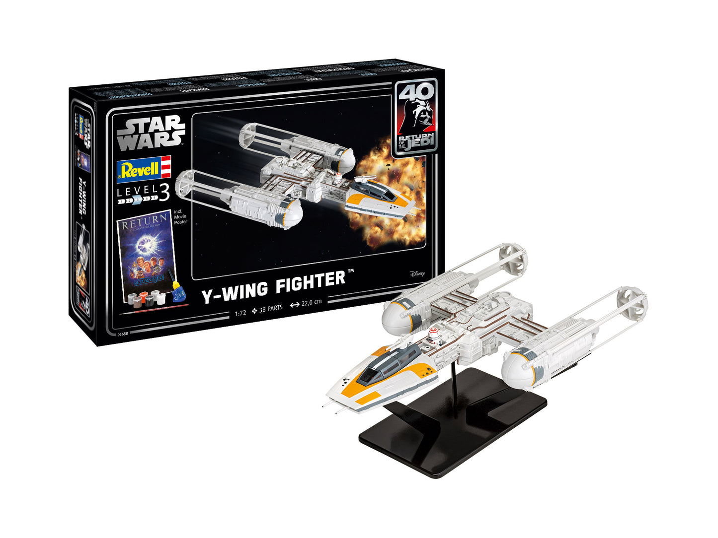 Revell 5658 Y-Wing Fighter Star Wars 40th Anniv Set 1:72 Model Kit