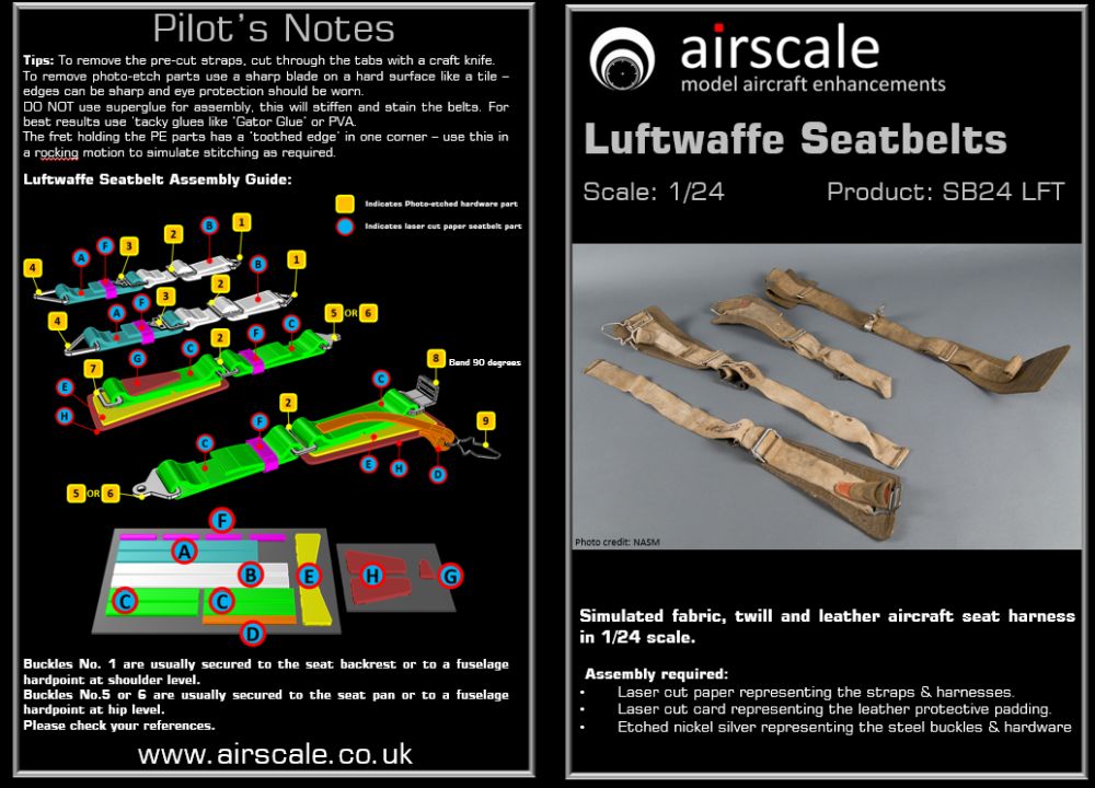 Airscale ASSB24LFT 1:24 Luftwaffe seatbelts WWII