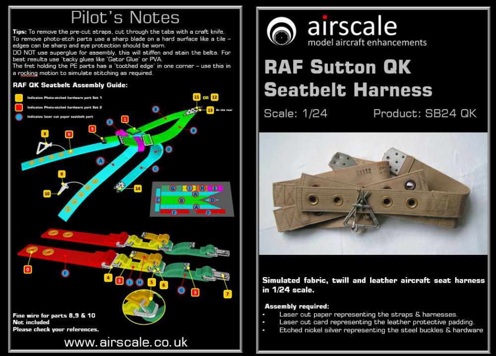 Airscale ASSB24QK 1:24 RAF seatbelts WWII
