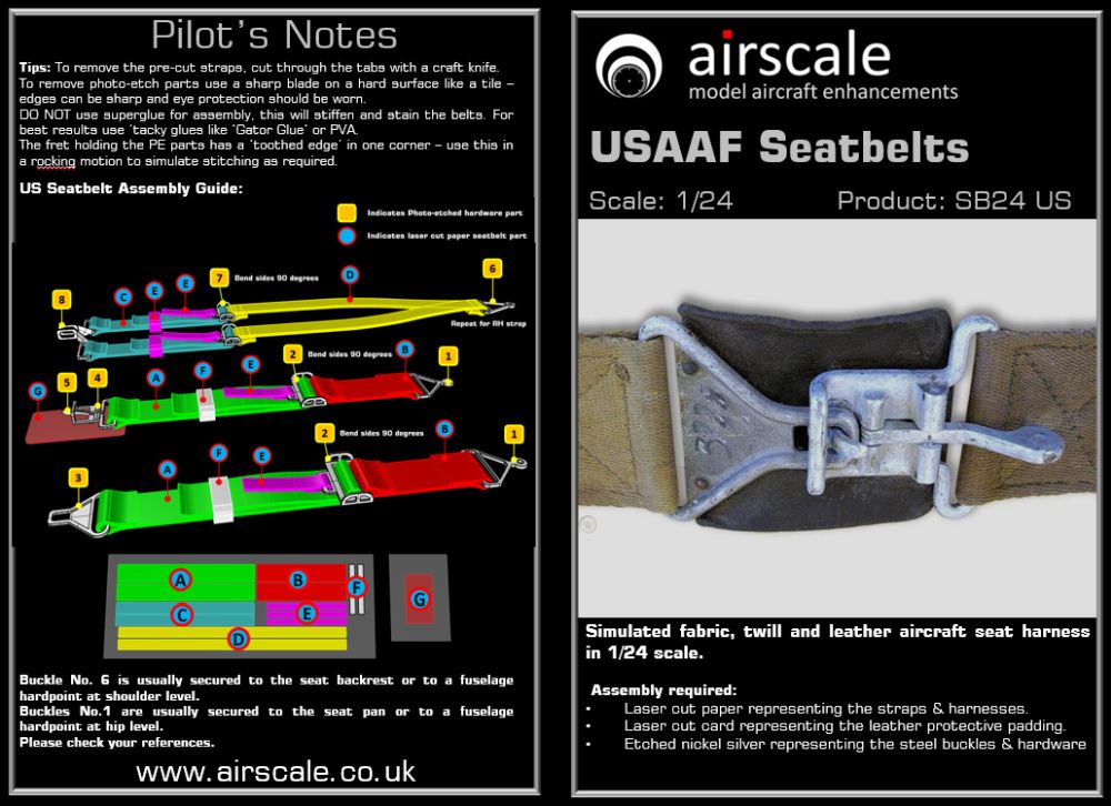 Airscale ASSB24US 1:24 USAAF seatbelts WWII