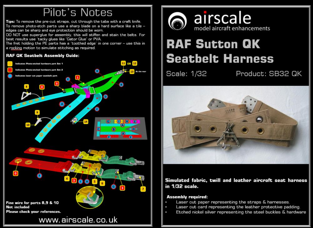 Airscale ASSB32QK 1:32 RAF seatbelts WWII