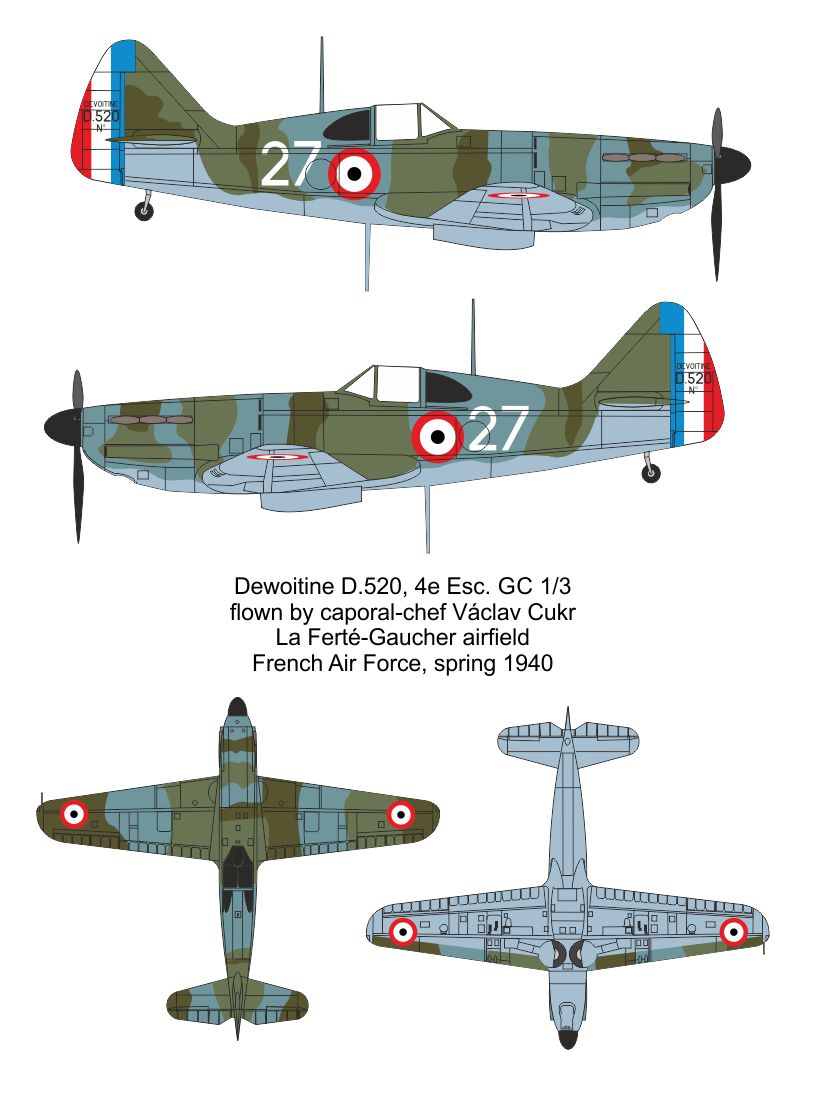 Sabre Kits SBK-OLD7014 1:72 Dewoitine D.520 ex-Frog/Novo, new decals