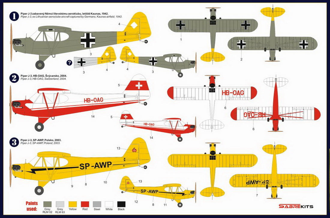 Sabre Kits SBK4003 1:48 Piper J-3 Cub Over Europe (Ex-Smer)