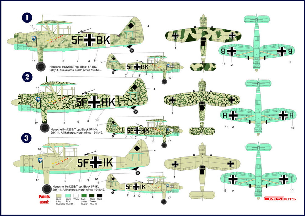 Sabre Kits SBKD02 1:72 Henschel Hs-126B Over Africa Decals