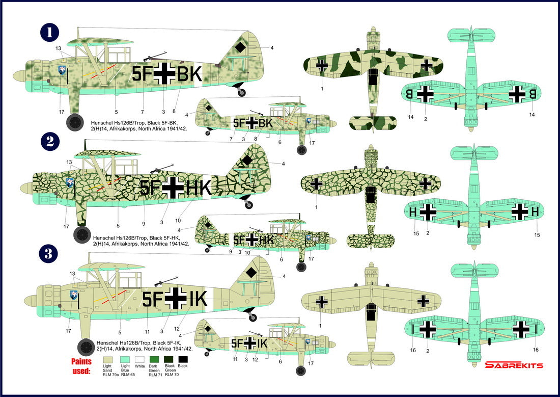 Sabre Kits SBKD02 1:72 Henschel Hs-126B Over Africa Decals