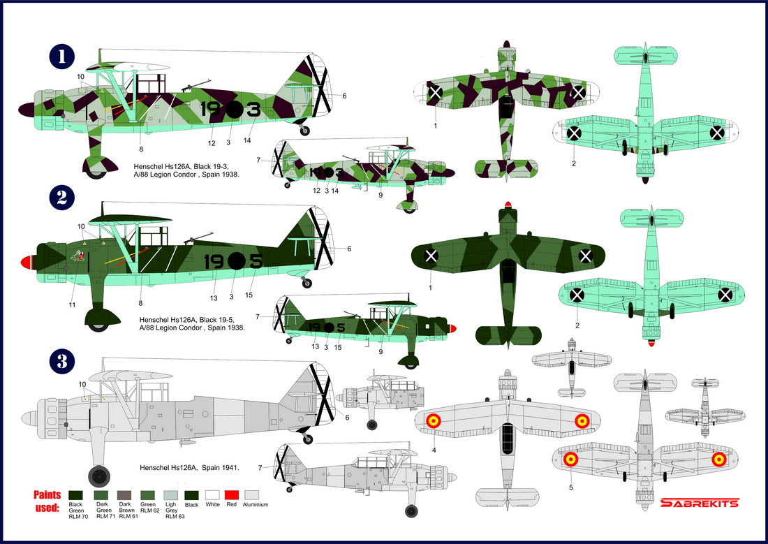 Sabre Kits SBKD03 1:72 Henschel Hs-126A Over Spain Decals