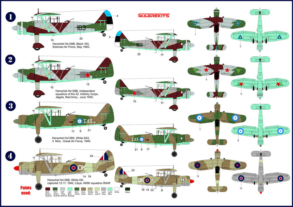 Sabre Kits SBKD05 1:72 Henschel Hs-126B/K 'International'