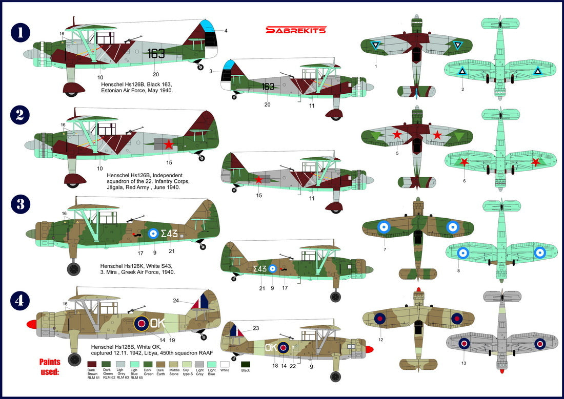 Sabre Kits SBKD05 1:72 Henschel Hs-126B/K 'International'