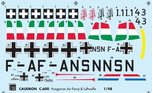 SBS Model SBSK4002 1:48 Caudron C.600 'Lufwaffe & Hungary Resin+PE+decal