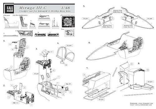 SBS Model SBS48014 1:48 Dassault_Mirage III cockpit and wheel bays