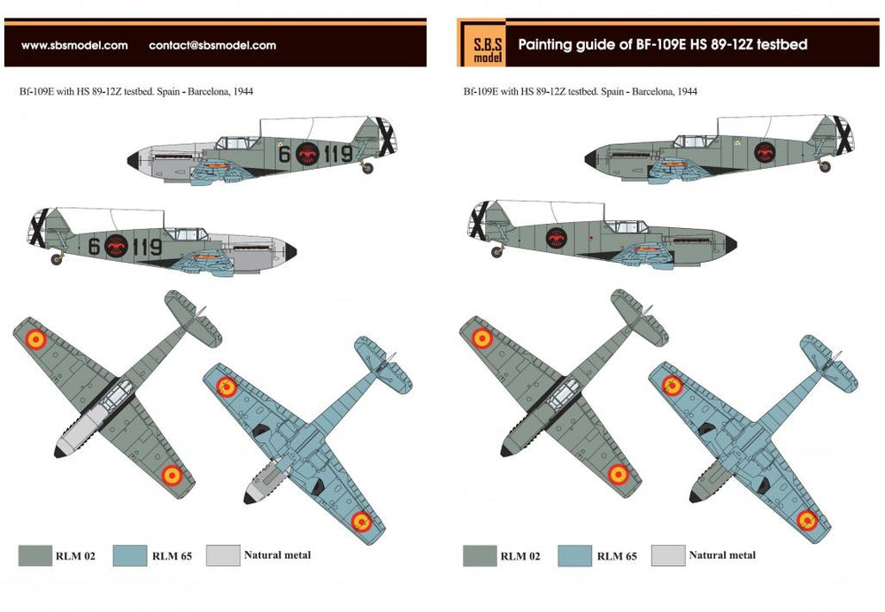 SBS Model SBS48076 1:48 Hispano Bf-109E Flying Testbed HS 89 12-Z conversion