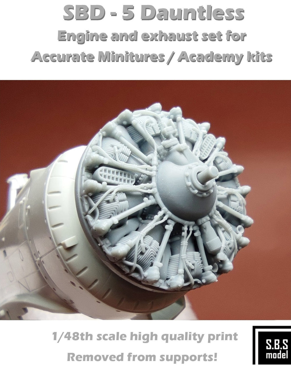 SBS Model SBS48087 1:48 Douglas SBD-5 Dauntless engine & exhaust set