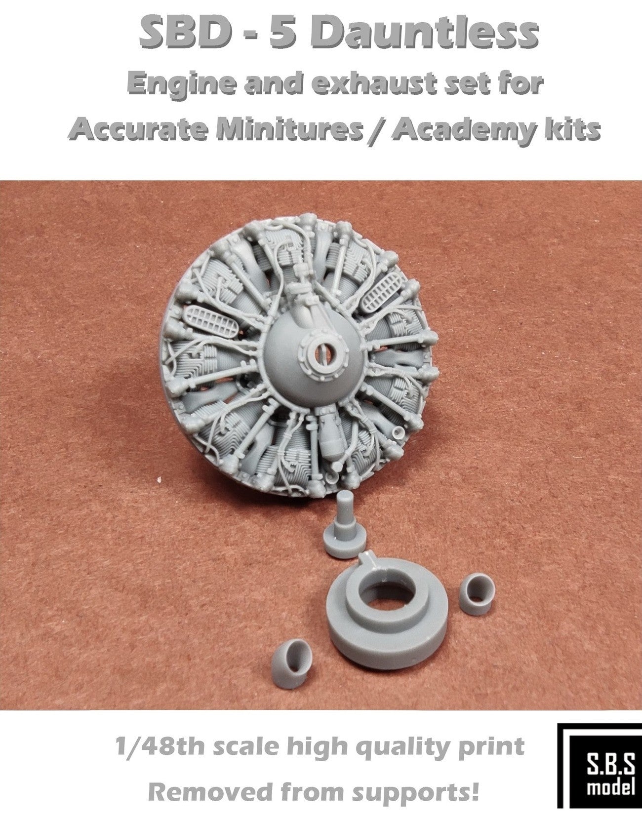 SBS Model SBS48087 1:48 Douglas SBD-5 Dauntless engine & exhaust set