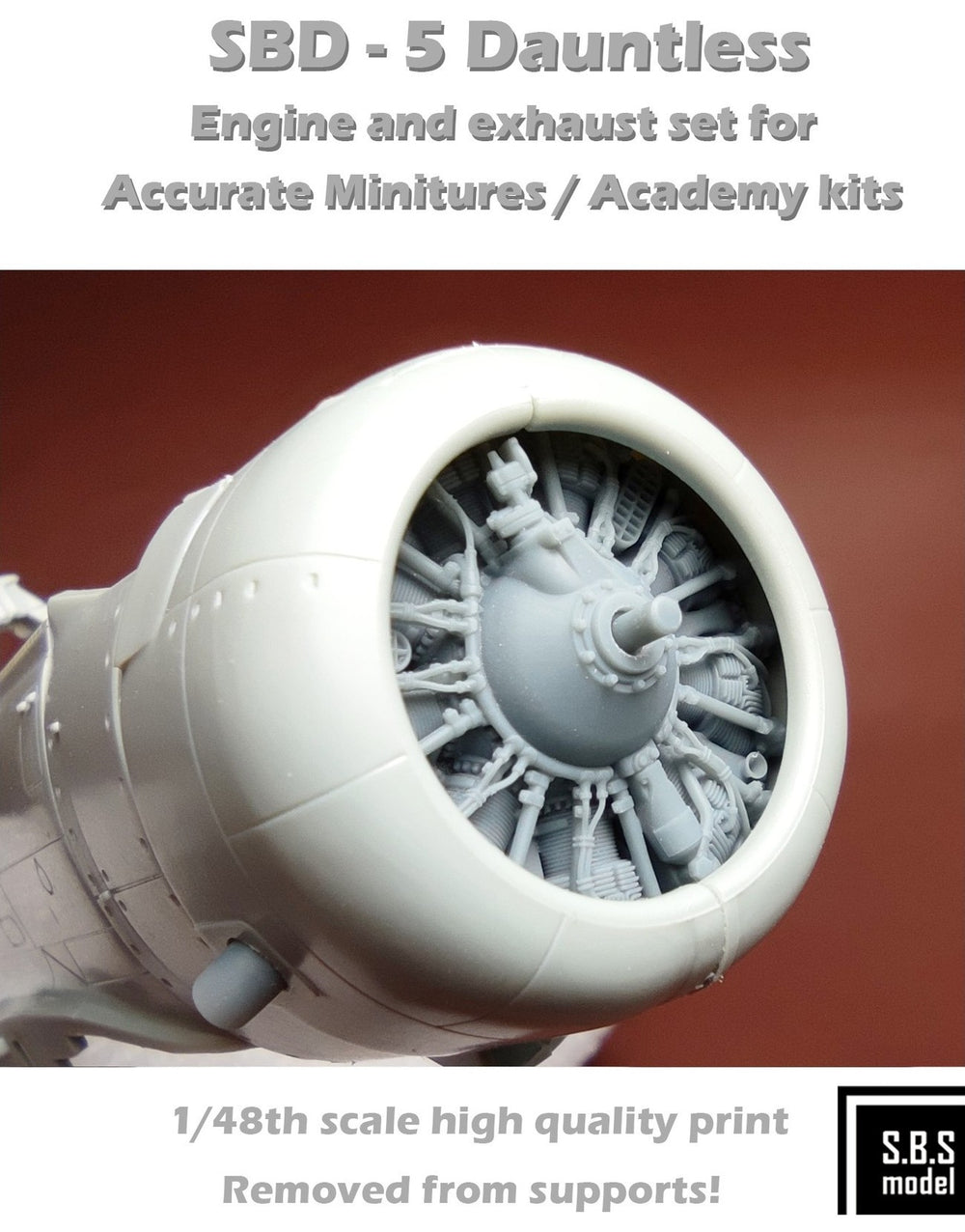 SBS Model SBS48087 1:48 Douglas SBD-5 Dauntless engine & exhaust set