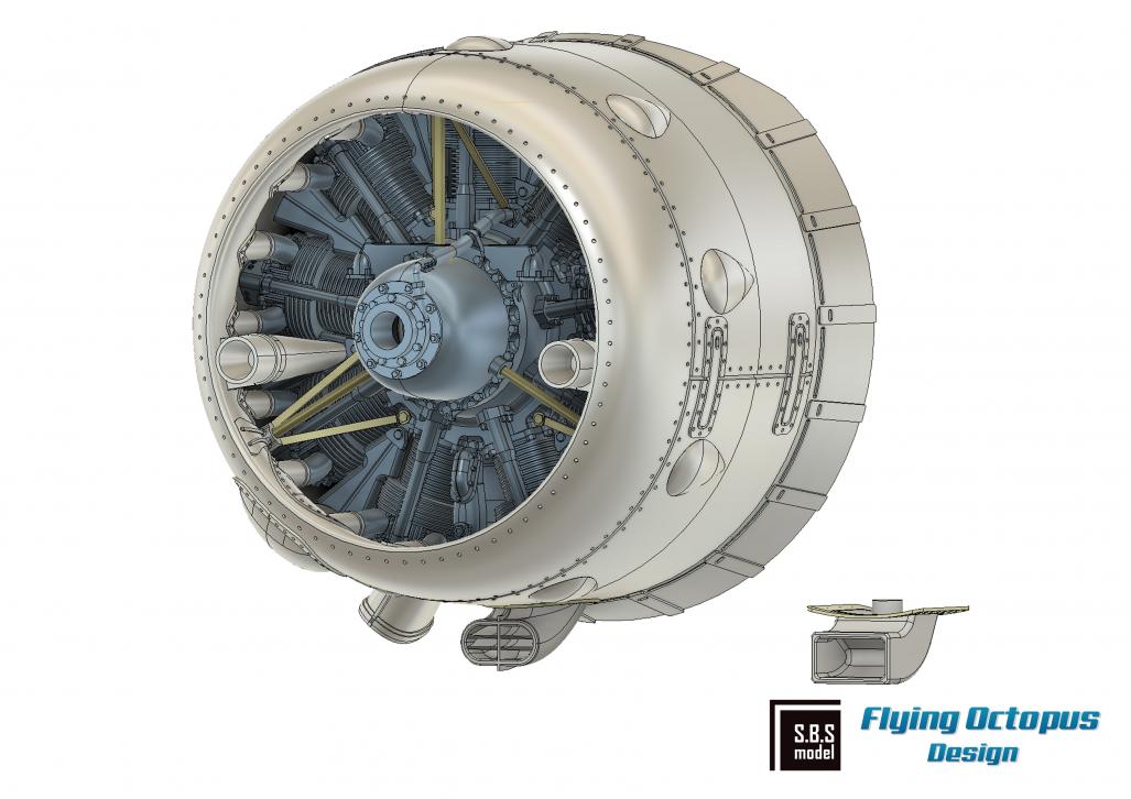 SBS Model SBS48096 1:48 Westland Lysander Mk.I/Mk.III engine & cowling set
