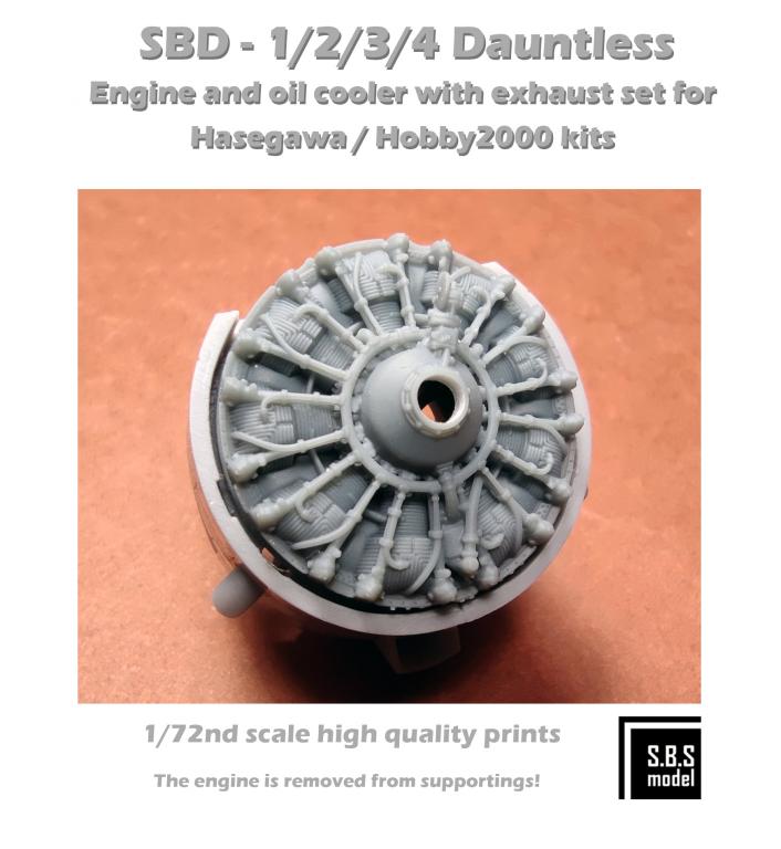 SBS Model SBS72083 1:72 SBD-1/2/3/4 Engine & Exhaust Set