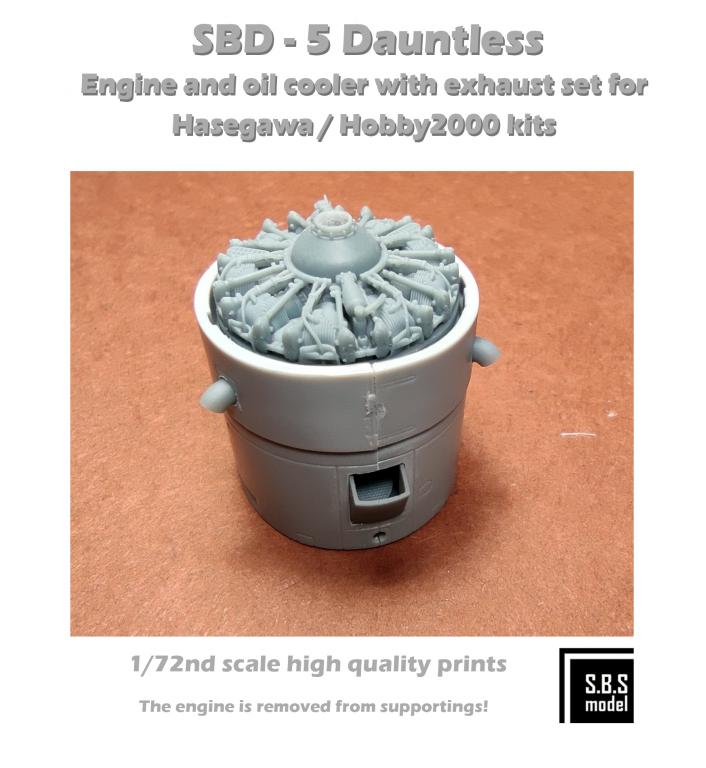 SBS Model SBS72084 1:72 Douglas SBD-5 Dauntless engine, oil cooler & exhaust set