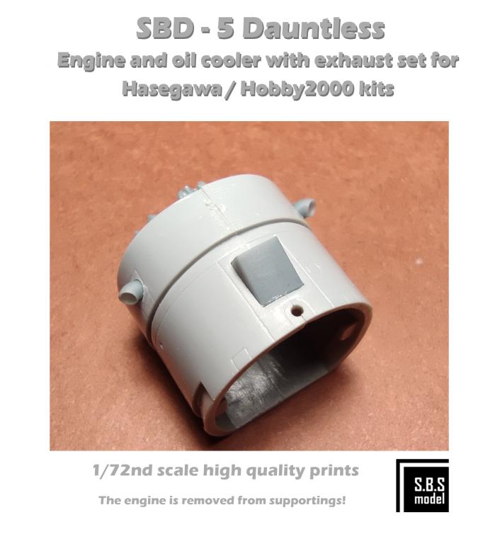SBS Model SBS72084 1:72 Douglas SBD-5 Dauntless engine, oil cooler & exhaust set