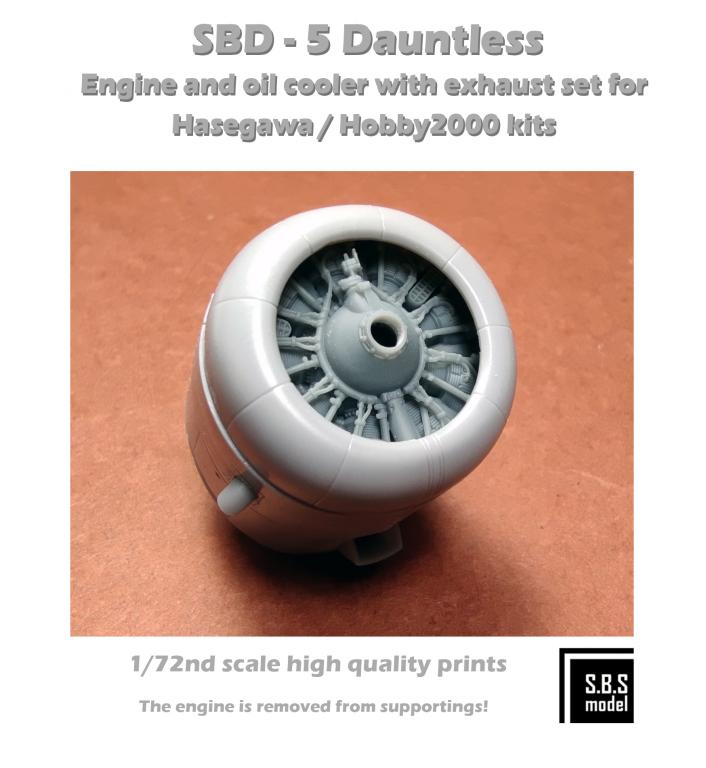 SBS Model SBS72084 1:72 Douglas SBD-5 Dauntless engine, oil cooler & exhaust set