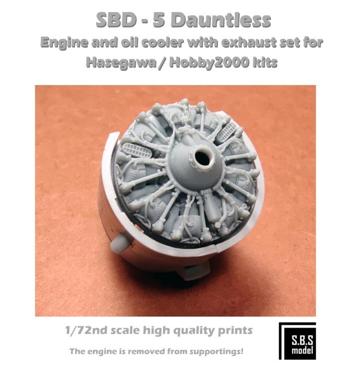 SBS Model SBS72084 1:72 Douglas SBD-5 Dauntless engine, oil cooler & exhaust set