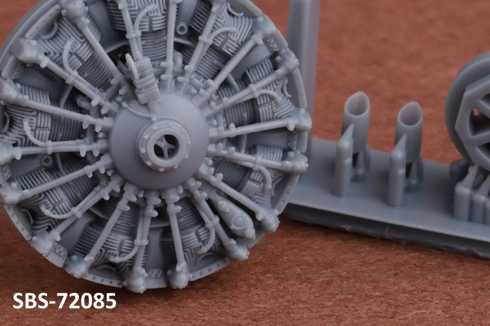 SBS Model SBS72085 1:72 Finnish Brewster B-239 Buffalo engine & exhaust set