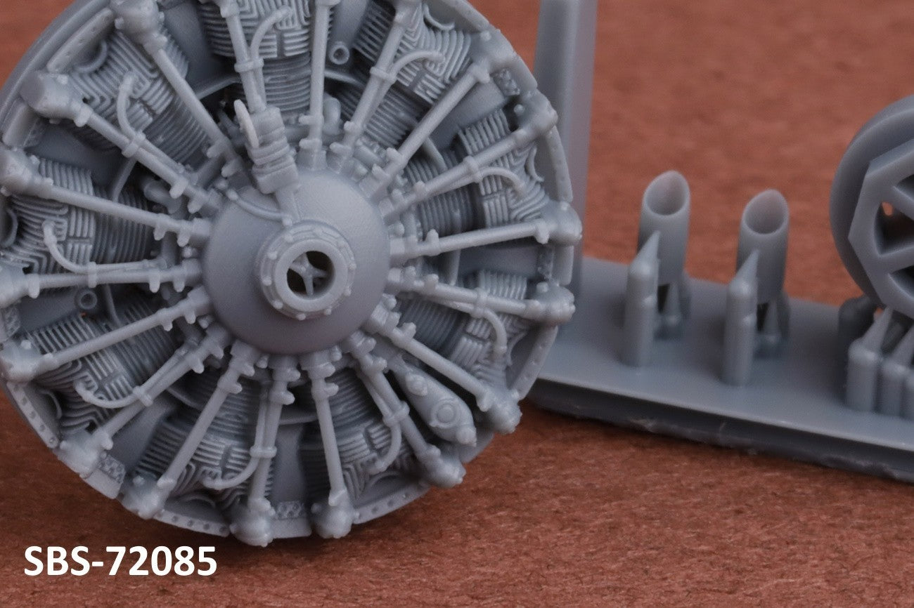 SBS Model SBS72085 1:72 Finnish Brewster B-239 Buffalo engine & exhaust set