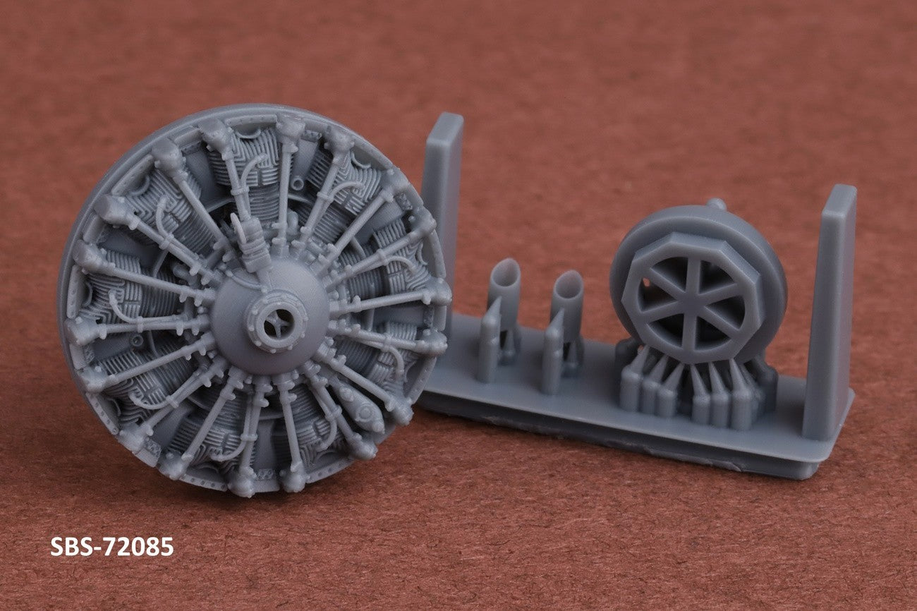 SBS Model SBS72085 1:72 Finnish Brewster B-239 Buffalo engine & exhaust set