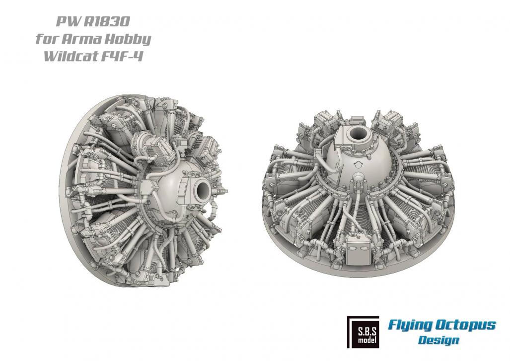 SBS Model SBS72091 1:72 F4F-4 Wildcat 3D Engine & Exhaust