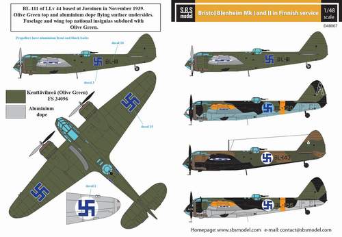 SBS Model SBSD4807D 1:48 Bristol Blenheim Mk.I-Mk.II