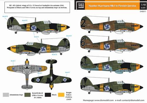 SBS Model SBSD4811D 1:48 Hawker Hurricane Mk.I