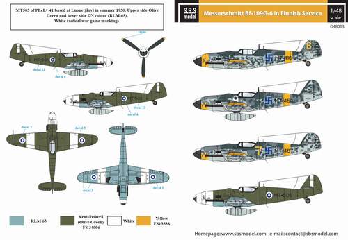 SBS Model SBSD4813D 1:48 Messerschmitt Bf-109G-6 Finnish Service WWII
