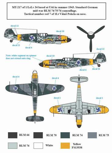 SBS Model SBSD4814D 1:48 Messerschmitt Bf-109G-2 Finnish Service WWII