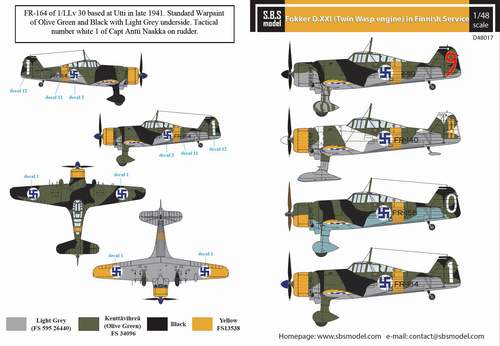 SBS Model SBSD4817D 1:48 Fokker D.XXI.