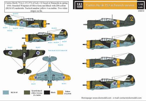 SBS Model SBSD4818D 1:48 Curtiss Hawk H-75A in Finnish Service [H-75A-2 H-75A-3]