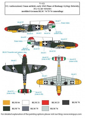 SBS Model SBSD4824D 1:48 Messerschmitt Bf-109F-4 Hungarian Air Force WWII VOL.I